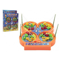 Hra ryby/rybář + pruty 4ks magnetická plast na baterie 2 barvy v krabici 18x23x3cm