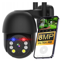 Venkovní otočná kamera WiFi Poliční Světlo 8MP Ultra Hd 8MPx Černá