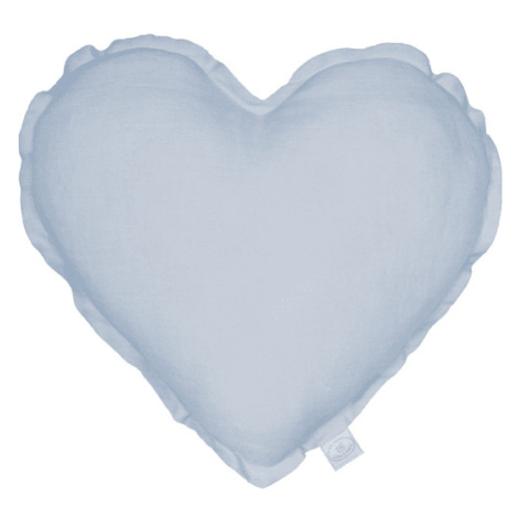 Cotton &amp; Sweets Mini lněný polštář srdce světle modrá 28 cm