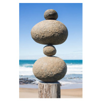 Fotografie Tower of rocks balancing on a wooden pole, Dimitri Otis, 26.7x40 cm