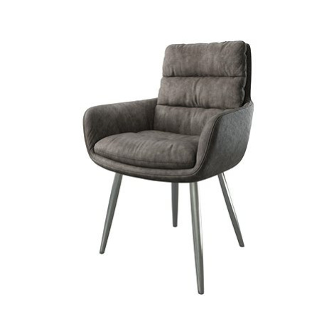 DELIFE Jídelní židle Abelia-Flex s područkou antracitová vintage zaoblená podnož nerezová ocel