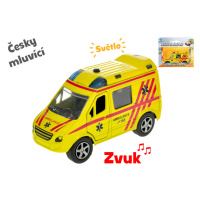 MIKRO TRADING - Kids Globe Traffic ambulance CZ 11cm kov zpětný chod na baterie česky mluvící se