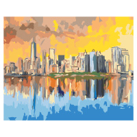 Malování podle čísel - NEW YORK V ODRAZE VODY Rozměr: 40x50 cm, Rámování: bez rámu a bez vypnutí