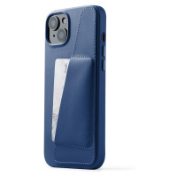 Mujjo Full Leather Wallet pouzdro iPhone 15 Plus modrý