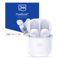 3mk bezdrátová stereo sluchátka FlowBuds, nabíjecí pouzdro, bílá