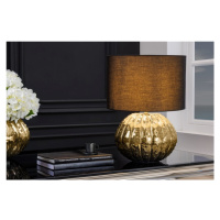 Estila Moderní glamour stolní lampa Redesia se zlatým kovovým stojanem a černým kulatým stínítke