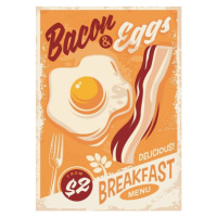 Ilustrace Bacon and Eggs breakfast menu, lukeruk, 30 × 40 cm