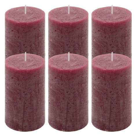 Bordó parafínová svíčka rustikální 11,5 cm, 40 h, sada 6 ks