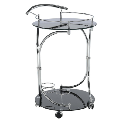 Servírovací stolek, černé sklo / chrom, VESNA Tempo Kondela
