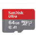 SanDisk MicroSDXC karta 64GB Ultra (120 MB/s, A1 Class 10 UHS-I, Android) + adaptér