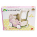 Dřevěný kočárek Sweetiepie Dolly Pram Tender Leaf Toys s textilem pro 36 cm panenku