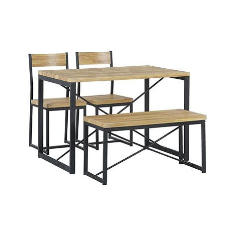 Jídelní sada jídelní stůl 2 židle a lavice světlé dřevo s černou FLIXTON, 251651 BELIANI