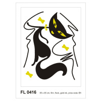 FL 0416 AG Design Samolepicí dekorace - samolepka na zeď - Black cat girl flocked, velikost 65 c