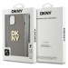 Zaní kryt DKNY PU Leather Stack Logo Wrist Strap pro Apple iPhone 13, béžová