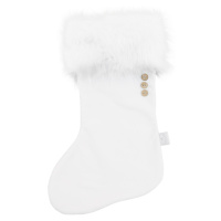 Cotton & Sweets Vánoční punčocha bílá s bílou kožešinou 42x26cm