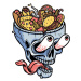 Ilustrace lots of food on top of the skull, gunaonedesign, 34.8 × 40 cm