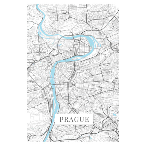 Mapa Praha white, (26.7 x 40 cm)