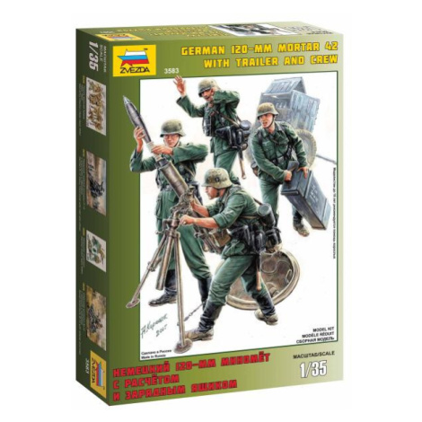 Model Kit figurky 3583 - German Mortar with Crew (1:35) Zvezda