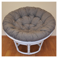 Papasan LUISA — ratan, látka, ⌀110 cm, bílá / více barev Šedý melír