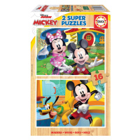 Dřevěné puzzle Mickey & Minnie Disney Educa 2 x 16 dílků