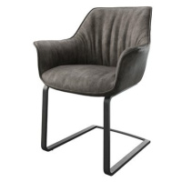 DELIFE Jídelní židle Keila-Flex s područkou antracitová vintage konzolová podnož plochá černá