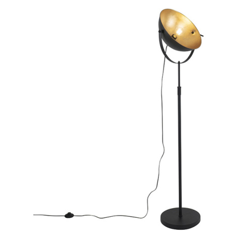 Stojací lampa černá se zlatem 35 cm nastavitelná - Magnax QAZQA