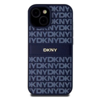 DKNY PU Leather Repeat Pattern Tonal Stripe Zadní Kryt pro iPhone 15 Blue