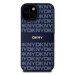 DKNY PU Leather Repeat Pattern Tonal Stripe Zadní Kryt pro iPhone 15 Blue