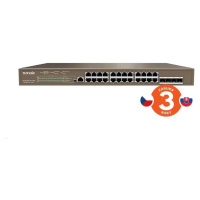 Tenda TEG5328P-24-410W - L3 managed Gigabit PoE AT Switch, 24x PoE AF/AT 10/100/1000Mbps, 4xSFP 