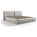 Světle šedá čalouněná dvoulůžková postel s úložným prostorem a roštem 200x200 cm Arendal – Cosmo