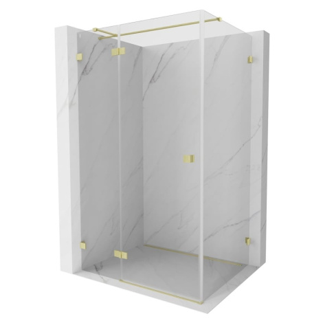 MEXEN/S Lunar T sprchový kout dveře křídlové levá 125 x 110, transparent, zlato kartáčovaná 834T
