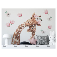 DEKORACJAN Nálepka na zeď - Žirafy s květy