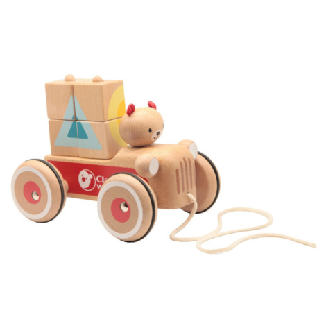 RAPPA - Auto dřevěné tahací s medvědem Coco a kostkami