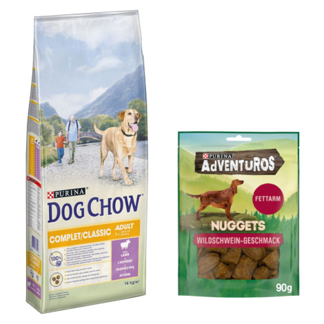 Purina Dog Chow granule 14 kg + AdVENTuROS Nuggets zdarma - Complet/Classic s jehněčím