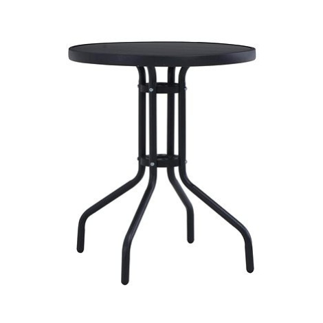 Zahradní stolek černý 80 cm ocel a sklo SHUMEE