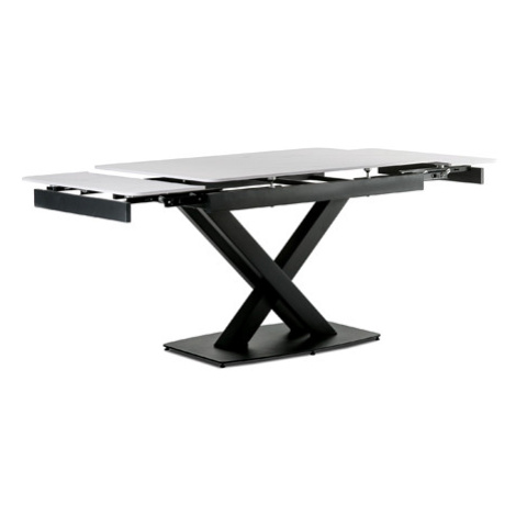 Jídelní stůl 120+30+30x80 cm, keramická deska bílý mramor, kov, černý matný lak Autronic