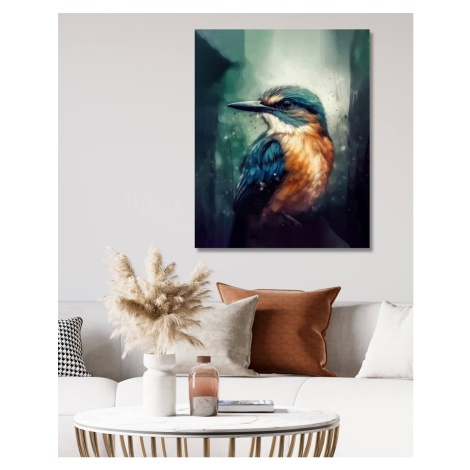 Obrazy na stěnu - Ledňáček Rozměr: 40x50 cm, Rámování: bez rámu a bez vypnutí plátna
