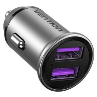 Vention Two-Port USB A+A (30W/30W) Car Charger Gray Mini Style Aluminium Alloy Type