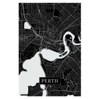 Mapa Perth black, 26.7 × 40 cm