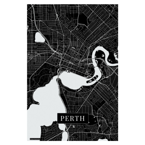 Mapa Perth black, (26.7 x 40 cm)