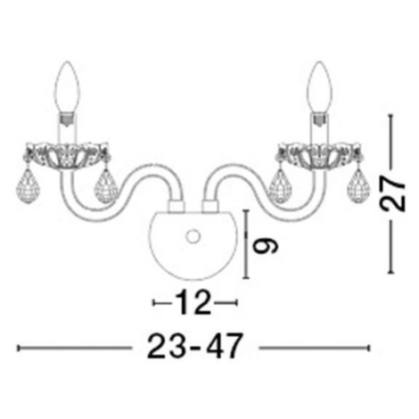 NOVA LUCE nástěnné svítidlo VENEZIA chromovaný hliník sklo a K9 křišťály nastavitelné E14 2x5 W 
