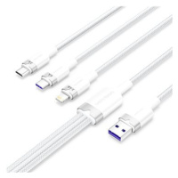 Vention USB 2.0 A Male to 3-in-1 USB-C & Lightning & Micro-B Male 6A Cable 1.5M White Aluminum A