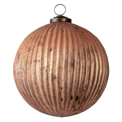 Zlato bronzová vánoční koule s žebrováním a patinou – 13x13 cm Clayre & Eef