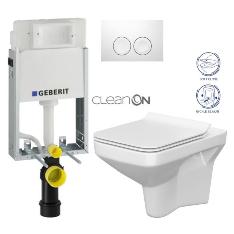 Geberit KOMBIFIX Basic tlačítko DELTA 21 Bílé WC CERSANIT COLOUR + SEDÁTKO 110.100.00.1 21BI CN1