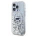 Zadní kryt Karl Lagerfeld Liquid Glitter Choupette Head Magsafe Apple iPhone 15 Pro, transparent