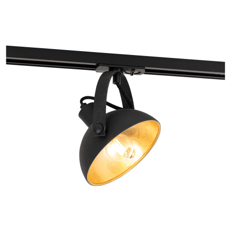 Průmyslové 1-fázové kolejnicové bodové světlo černé se zlatým interiérem - Magnax QAZQA