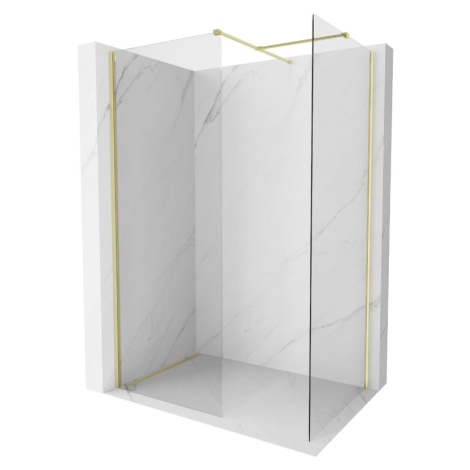MEXEN/S Kioto-X Sprchová zástěna WALK-IN 100 x 90, transparent 10 mm, zlato kartáčovaná 800-100-