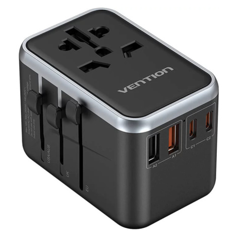 Nabíječka Vention FJFB0 GaN 2xUSB-C 2xUSB-A Universal Travel Adapter 65W (black)