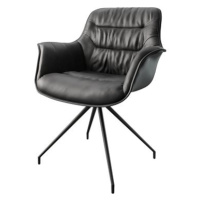 DELIFE Otočná židle Kaira-Flex černá pravá kůže křížová podnož zaoblená otočná černá