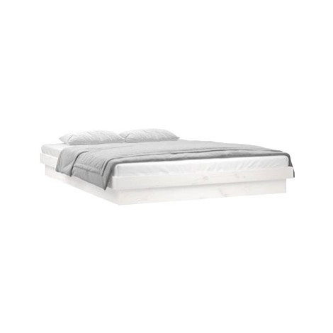 Rám postele s LED světlem bílý 160 × 200 cm masivní dřevo, 819983 SHUMEE